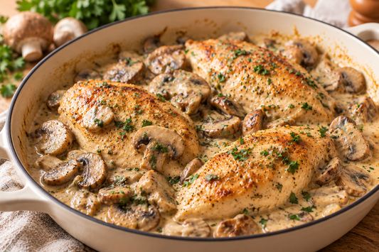 Poulet crémeux aux champignons